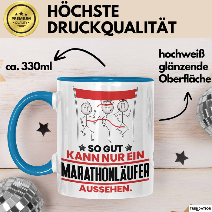 Marathonläufer Geschenk Tasse So Gut Kann Nur Ein Marathonläufer Aussehen Geschenkidee Kaffee-Becher Blau Trendation
