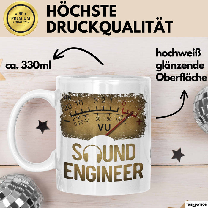 Toningenieur Ingenieurwesen Tasse Geschenk Lustige Geschenkidee Spruch Tontechniker Vu Meter Weiß Trendation