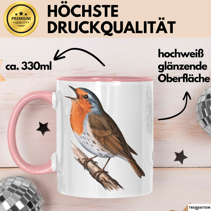 Rotkehlchen Vogel Beobachtet Singvögel Tasse Geschenk Lustige Geschenkidee Spruch Rosa Trendation