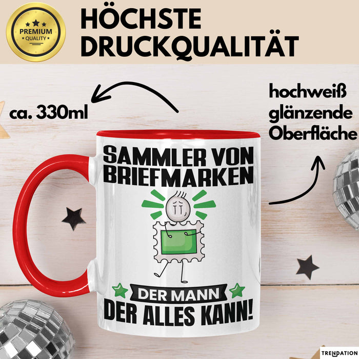 SammlervonBriefmarken Tasse Geschenk für SammlervonBriefmarken Der Mann Der Alles Kann Geschenkidee zum Geburtstag Rot Trendation