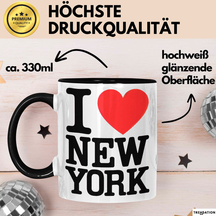 New York City USA Tasse Geschenk Lustige Geschenkidee Spruch Ich Liebe New York Schwarz Trendation