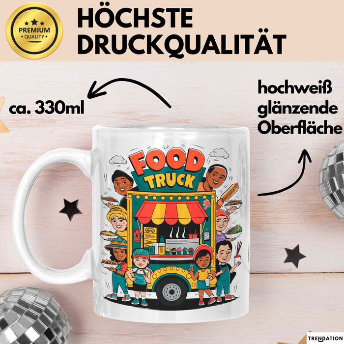Strassen Food Liebhaber Tasse Geschenkidee für Foodtruck Fan Weiß Trendation