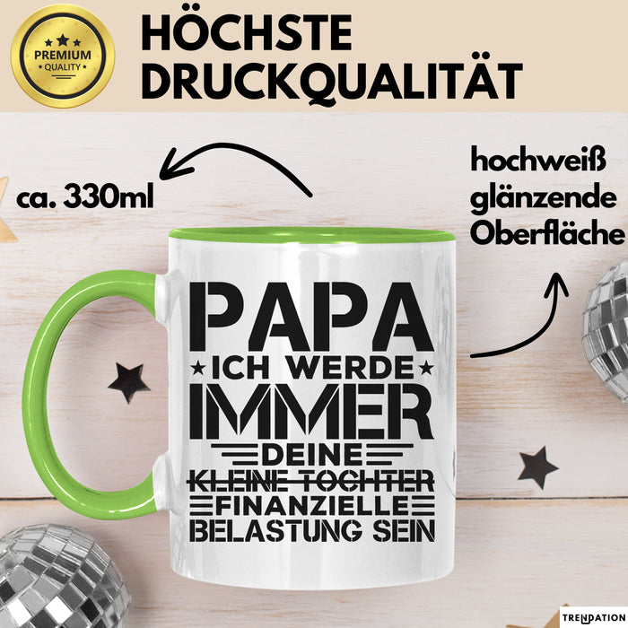 Papa Tasse Geschenk Ich Werde Immer Deine Kleine Tochter Sein Geschenkidee Grün Trendation