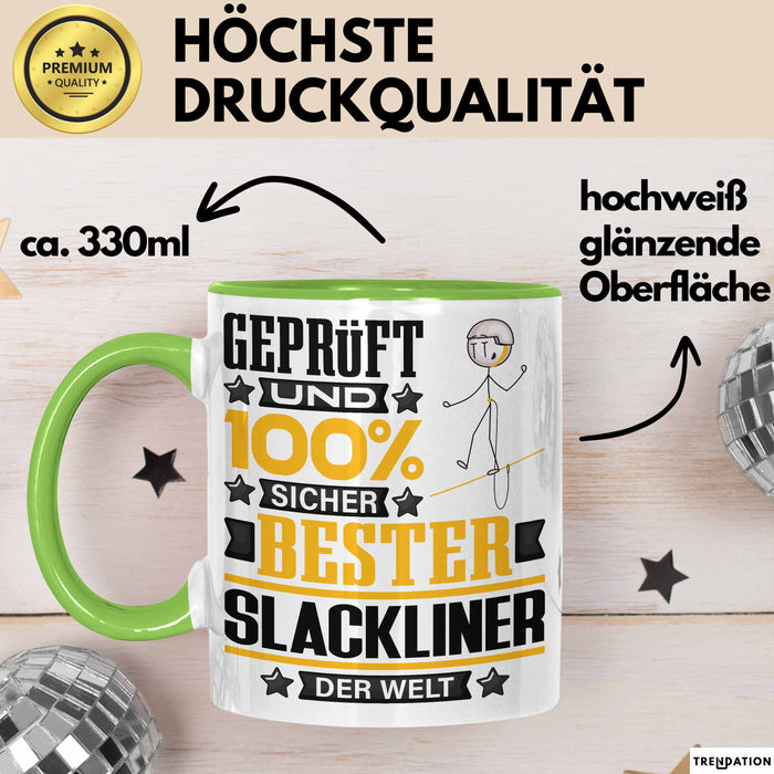 Slackliner Geschenk Lustiger Spruch für Slackliner Geschenkidee Bester Slackliner Der Welt Grün Trendation