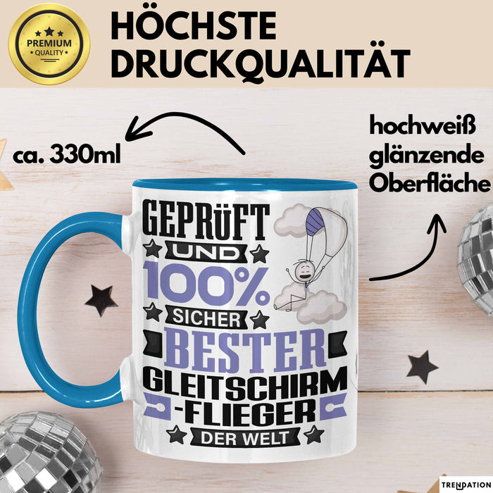 Gleitschirmflieger Geschenk Lustiger Spruch für Gleitschirmflieger Geschenkidee Bester Gleitschirmflieger Der Welt Blau Trendation