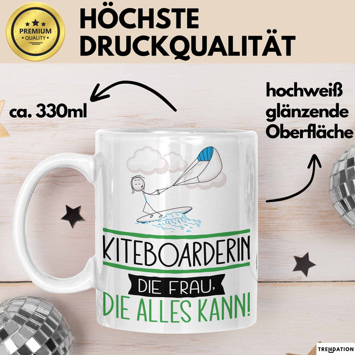 Kiteboarderin Geschenk Tasse Becher Die Frau Die Allen Kann Geschenkidee für eine Kiteboarderin Lustig Weiß Trendation