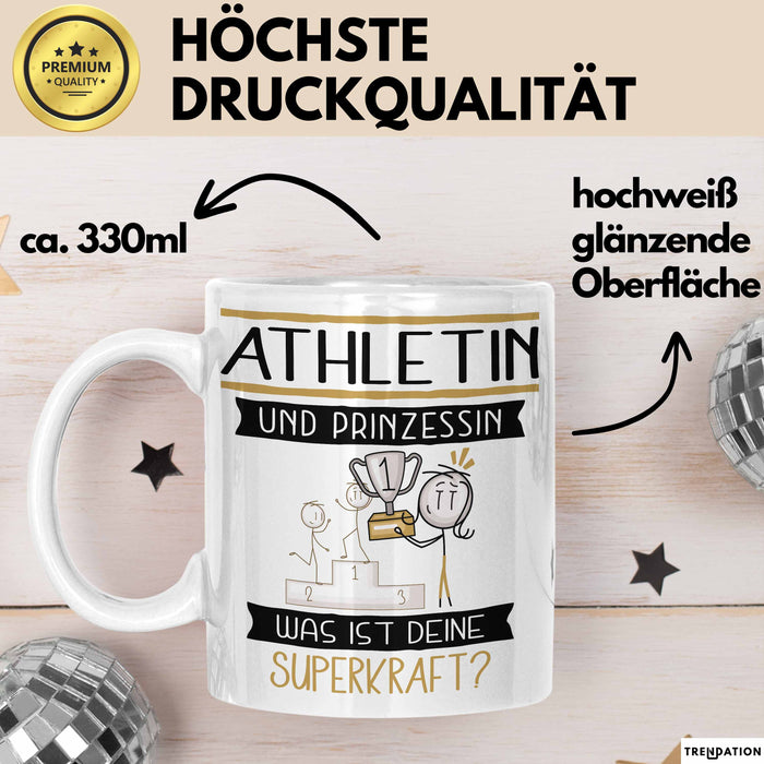 Athletin Und Prinzessin Tasse Geschenk Für Eine Athletin Geburtstag Was Ist Deine Superkraft Weiß Trendation