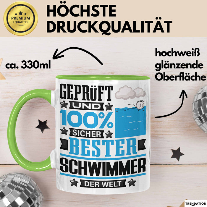 Schwimmer Geschenk Lustiger Spruch für Schwimmer Geschenkidee Bester Schwimmer Der Welt Grün Trendation