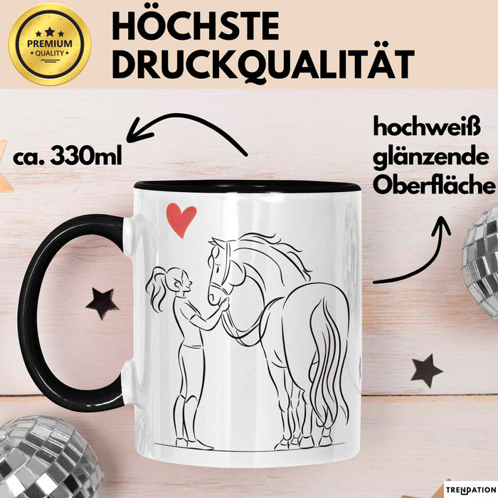 Pferde Tierliebhaber Mädchen Tasse Geschenk Lustige Geschenkidee Spruch Schwarz Trendation