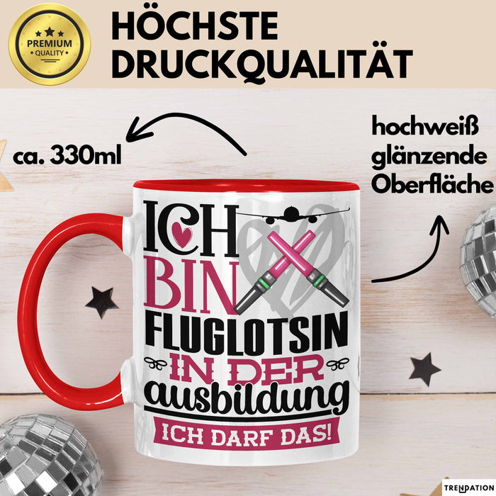 Fluglotsin Ausbildung Start Geschenk Tasse Ich Bin Fluglotsin In Der Ausbildung Ich Darf Das Kaffee-Becher Geschenkidee Rot Trendation