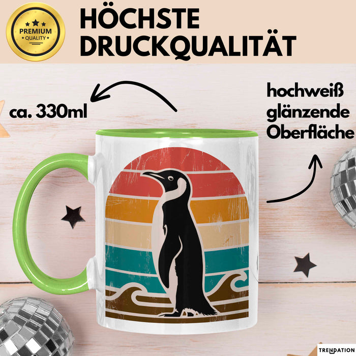 Retro Pinguin Tier Tasse Geschenk Lustige Geschenkidee Spruch Grün Trendation