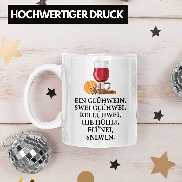 Trendation - Ein Glühwein Tasse Lustig Spruch Glühweinbecher mit Henkel Doppelwandig Glühweintassen Gläser Weihnachtsmarkt Becher Tassen Geschenk - Ein Glühwein Swei Weiß Trendation