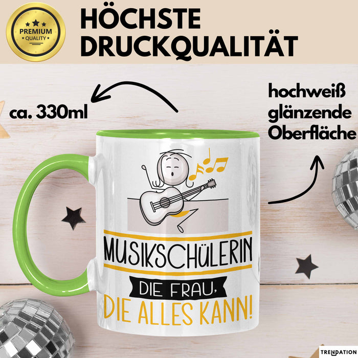 Musikschülerin Geschenk Tasse Becher Die Frau Die Allen Kann Geschenkidee für eine Musikschülerin Lustig Grün Trendation