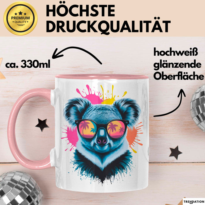 Koala Tier Sonnenbrille Tasse Geschenk Lustige Geschenkidee Spruch Rosa Trendation