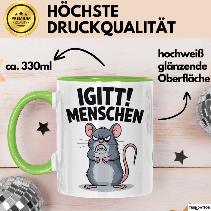 Sarkastisch Sarkasmus Introvertiert Tasse Geschenk Lustige Geschenkidee Spruch Igitt Menschen Grün Trendation