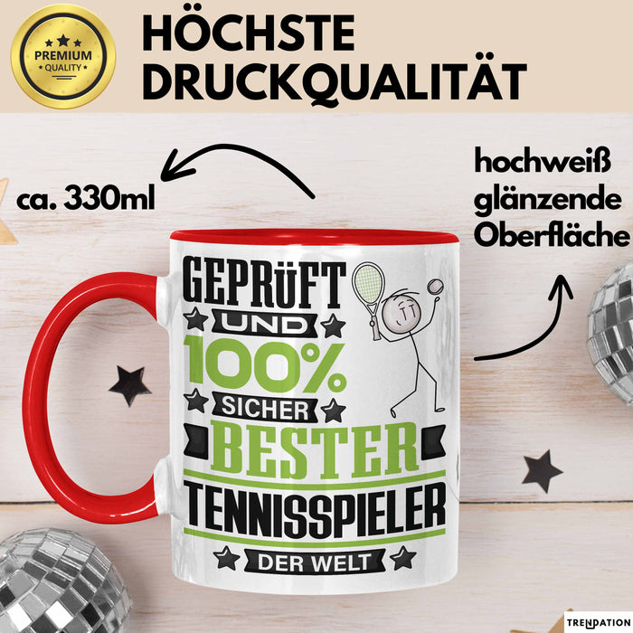Tennisspieler Geschenk Lustiger Spruch für Tennisspieler Geschenkidee Bester Tennisspieler Der Welt Rot Trendation