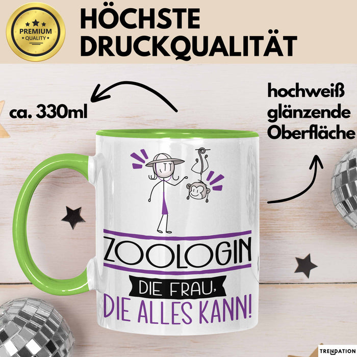 Zoologin Geschenk Tasse Becher Die Frau Die Allen Kann Geschenkidee für eine Zoologin Lustig Grün Trendation