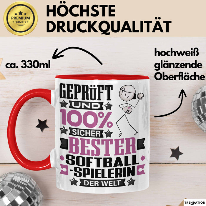 Softballspielerin Geschenk Lustiger Spruch für Softballspielerin Geschenkidee Bester Softballspielerin Der Welt Rot Trendation