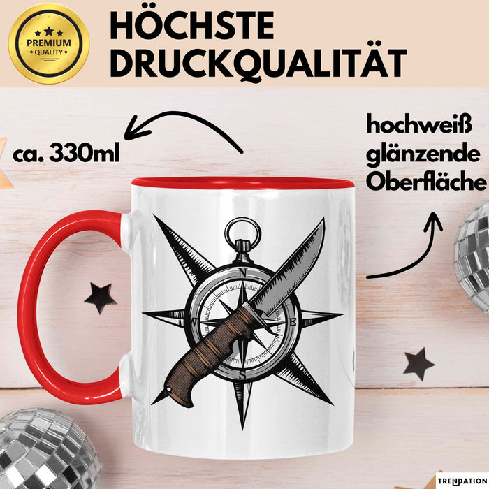 Survivalist Tasse Geschenkidee für Prepper und Outdoor Fans Rot Trendation