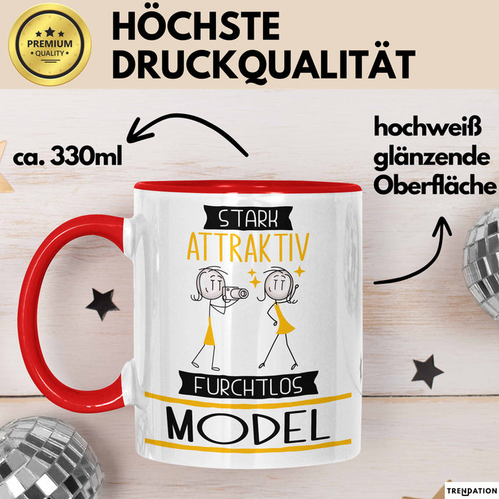 Model Tasse Geschenk Becher Stark Attraktiv Furchtlos Model Lustige Geschenkidee Rot Trendation