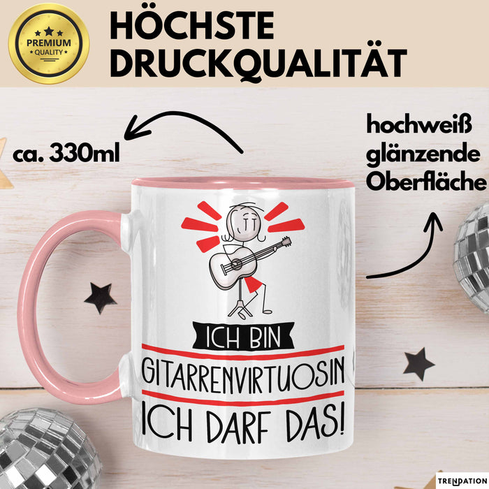 Geschenk für Gitarrenvirtuosin Tasse Lustige Geschenkidee Geburtstag Ich Bin Gitarrenvirtuosin Ich Darf Das Rosa Trendation