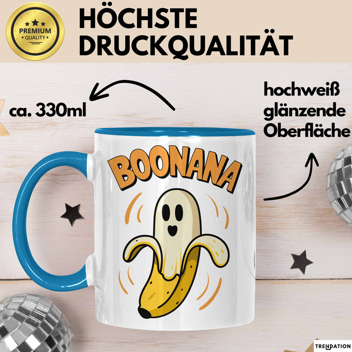 Banane Halloween Feier Tasse Geschenk Lustige Geschenkidee Spruch Boonana Blau Trendation
