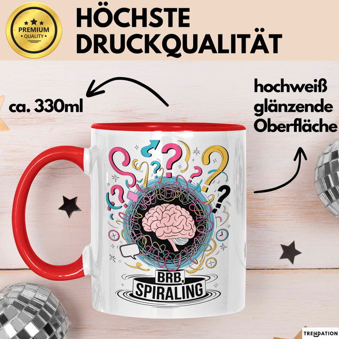 Überdenker Tasse Geschenk Lustige Geschenkidee Spruch Für Beschäftigte Köpfe Rot Trendation
