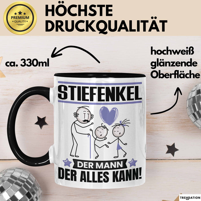 Stiefenkel Tasse Geschenk für Stiefenkel Der Mann Der Alles Kann Geschenkidee zum Geburtstag Schwarz Trendation