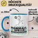 Handballspieler Geschenk Tasse Ich Bin Handballspieler Aber Sag Doch Einfach Superheld Lustige Geschenkdiee für Handballspieler Kaffee-Becher Blau Trendation