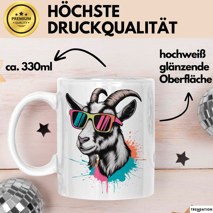 Ziegenbauer Ziegen Tier Sonnenbrille Tasse Geschenk Lustige Geschenkidee Spruch Weiß Trendation