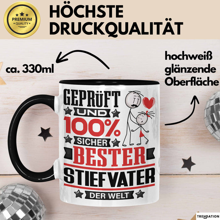 Stiefvater Geschenk Lustiger Spruch für Stiefvater Geschenkidee Bester Stiefvater Der Welt Schwarz Trendation