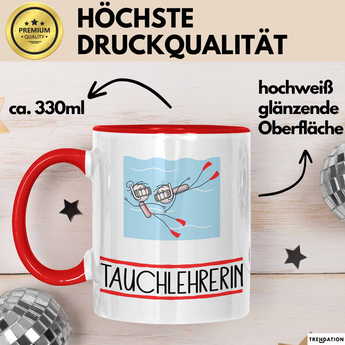 Geschenk für Tauchlehrerin Tasse Lustige Geschenkidee Geburtstag Ich Bin Tauchlehrerin Ich Darf Das Rot Trendation