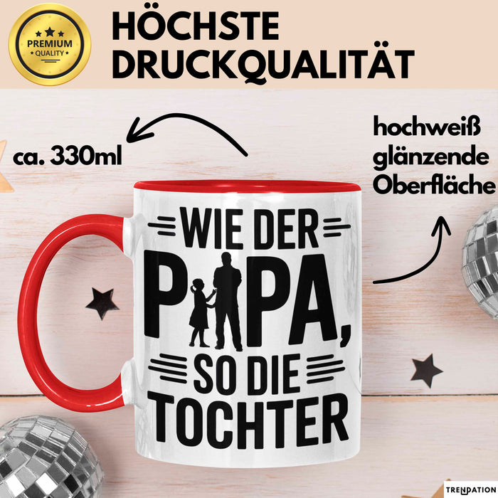 Papa Vatertag Tasse Becher Geschenk Lustige Geschenkidee Spruch Wie Der Papa So Die Tochter Rot Trendation