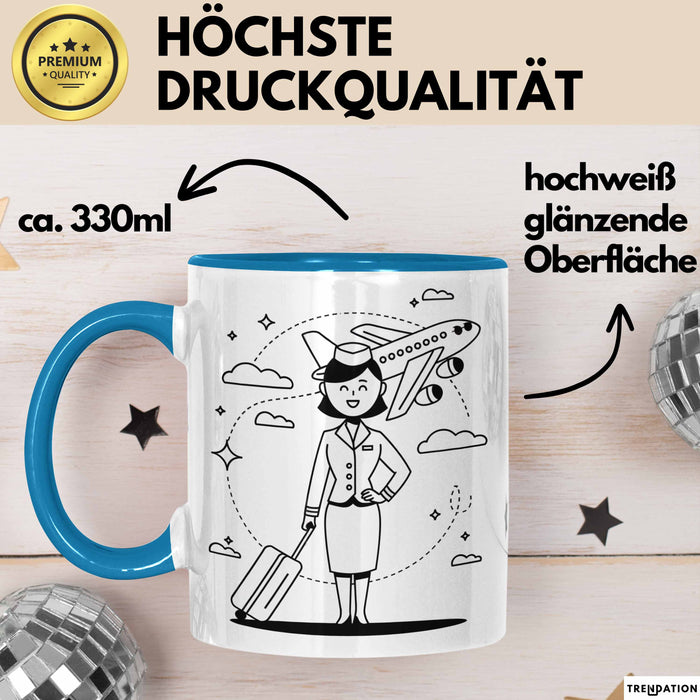 Flugbegleiter Tasse Geschenk Lustige Geschenkidee Spruch Für Reise Crew Blau Trendation