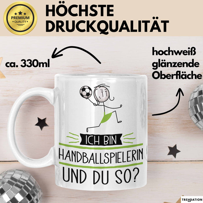 Handballspielerin Tasse Geschenk Ich Bin Handballspielerin Und Du So Geschenkidee Lustiger Spruch Becher Weiß Trendation