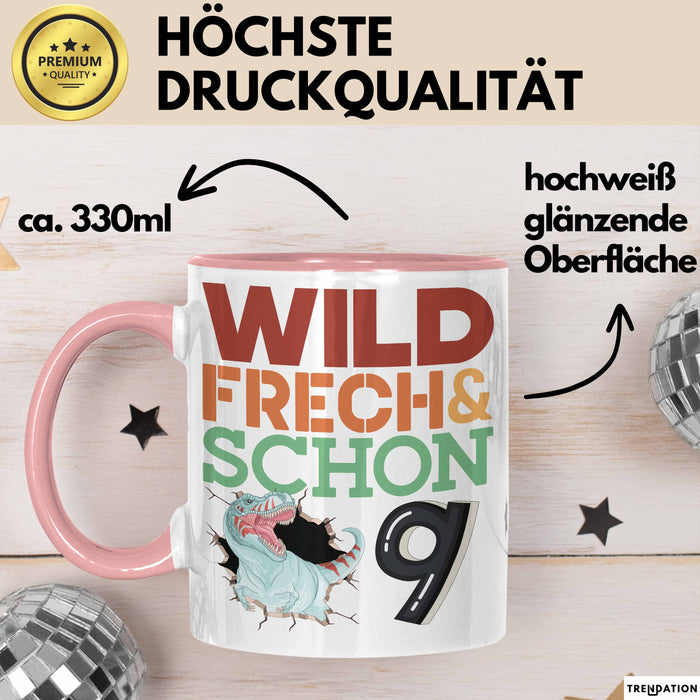 9. Geburtstag Geschenk Tasse Becher Wild Frech Und Schon 9 Rosa Trendation