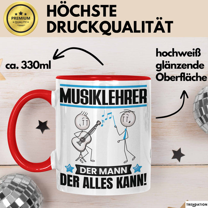 Musiklehrer Tasse Geschenk für Musiklehrer Der Mann Der Alles Kann Geschenkidee zum Geburtstag Rot Trendation