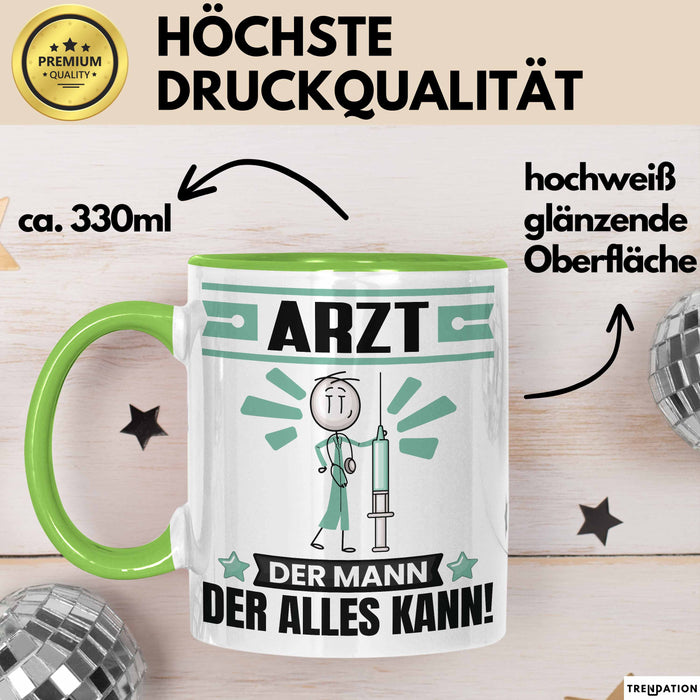 Arzt Tasse Geschenk für Arzt Der Mann Der Alles Kann Geschenkidee zum Geburtstag Grün Trendation
