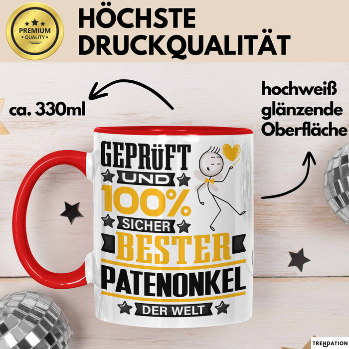 Patenonkel Geschenk Lustiger Spruch für Patenonkel Geschenkidee Bester Patenonkel Der Welt Rot Trendation