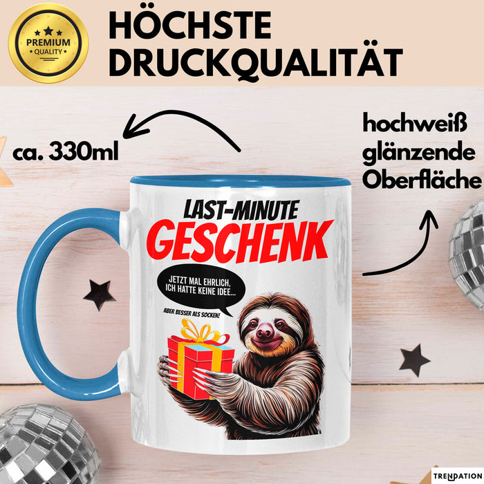 Sarkastisches Faultier Tasse Geschenk Lustige Geschenkidee Spruch Last Minute Geschenk Blau Trendation