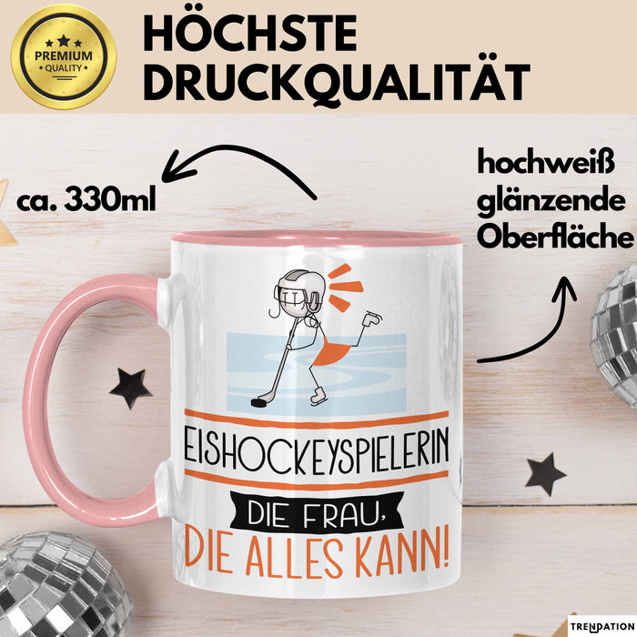 Eishockeyspielerin Geschenk Tasse Becher Die Frau Die Allen Kann Geschenkidee für eine Eishockeyspielerin Lustig Rosa Trendation