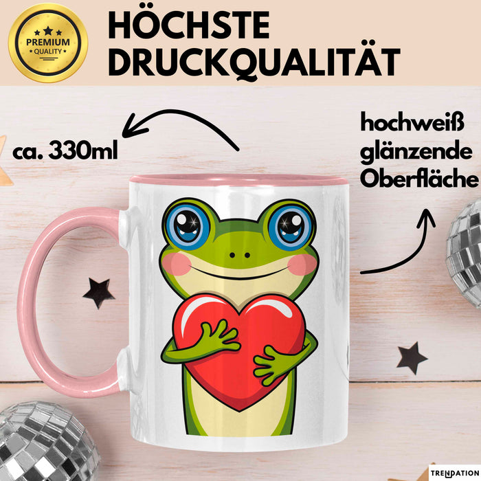 Frosch Herz Tasse Geschenk Lustige Geschenkidee Spruch Rosa Trendation