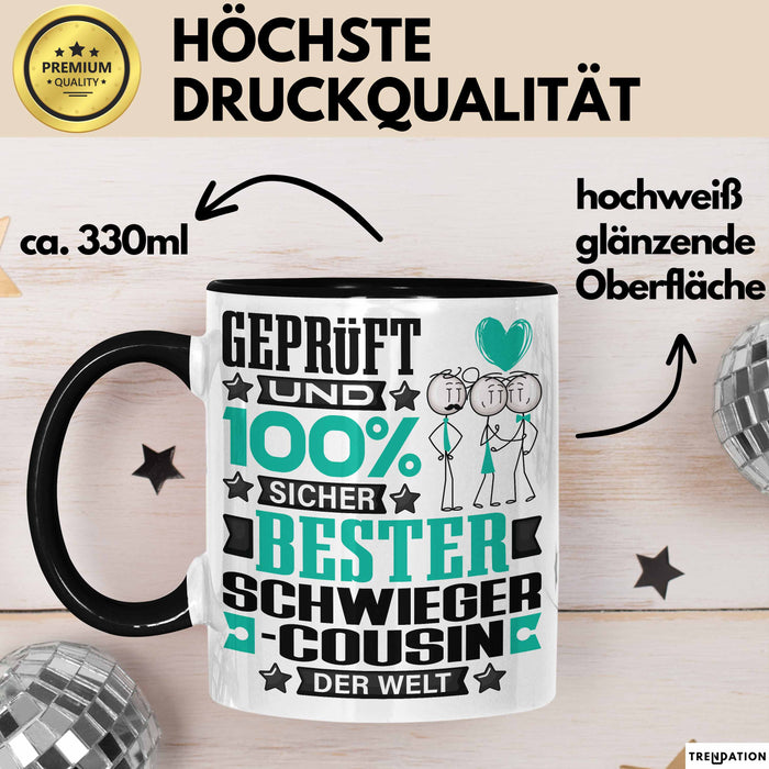 Schwiegercousin Geschenk Lustiger Spruch für Schwiegercousin Geschenkidee Bester Schwiegercousin Der Welt Schwarz Trendation