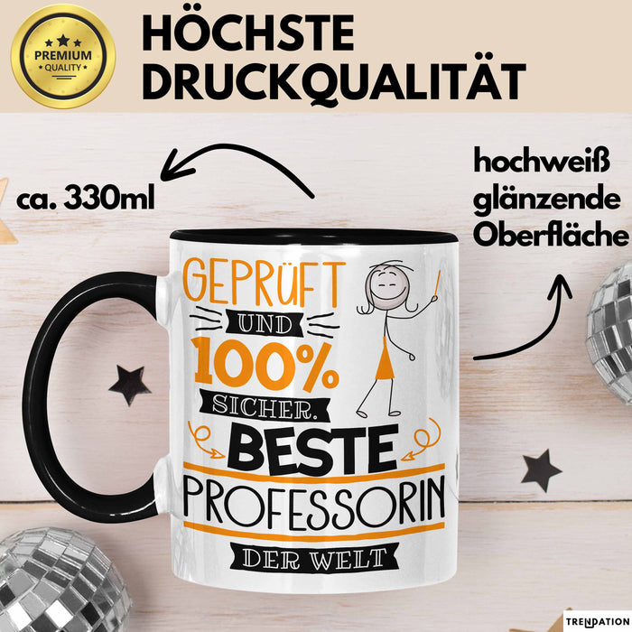 Beste Professorin Der Welt Tasse Geschenk für Eine Professorin Geprüft Und Sicher Geschenkidee Geburtstag Weihnachten Trendation