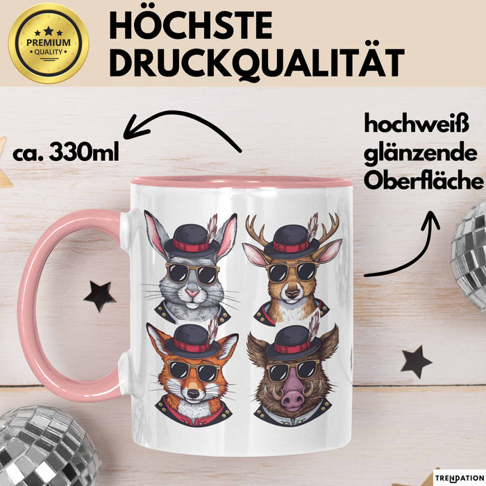 Jäger Tasse Geschenk Hase Wildschwein Fuchs Geschenkdiee Jagd Rosa Trendation