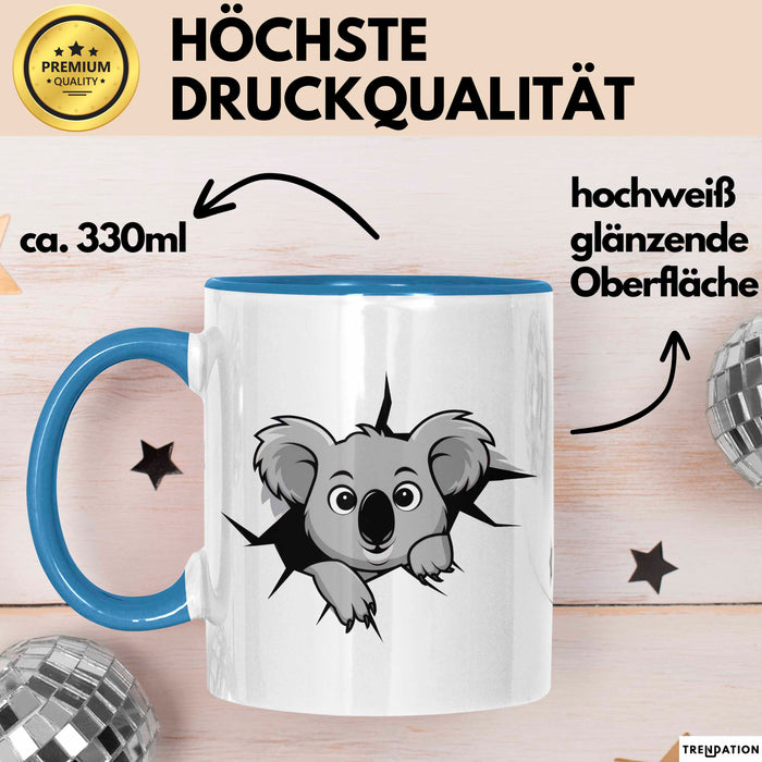 Koala Tierliebhaber Tasse Geschenk Lustige Geschenkidee Spruch Blau Trendation