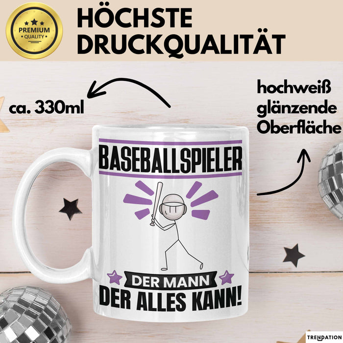 Baseballspieler Tasse Geschenk für Baseballspieler Der Mann Der Alles Kann Geschenkidee zum Geburtstag Weiß Trendation