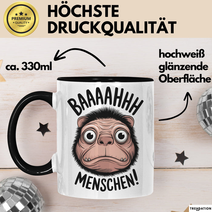 Antisozial Tasse Geschenk Baaahhh Menschen Geschenkidee Lustig Sarkasmus Schwarz Trendation