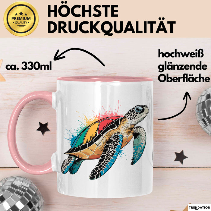 Schildkröte Tierliebhaber Tasse Geschenk Lustige Geschenkidee Spruch Rosa Trendation