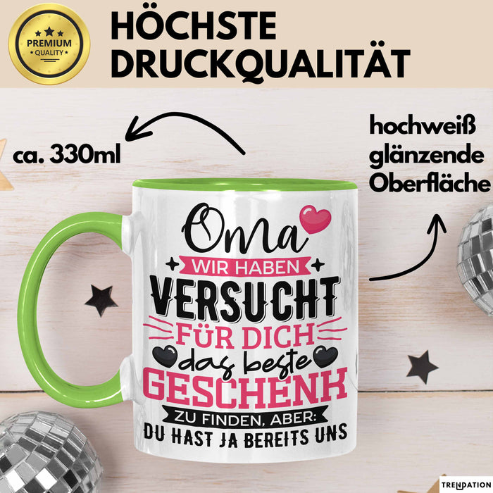 Geschenk Oma Tasse Muttertag Witzige Spruchidee Originell Grün Trendation